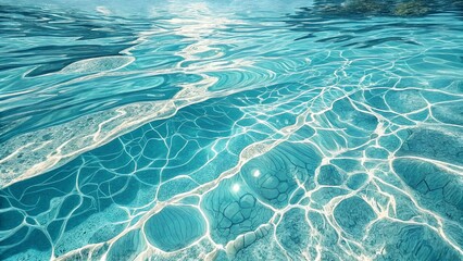 Obraz premium Clear Blue Swimming Pool Water Surface with Sunlight Reflections Background