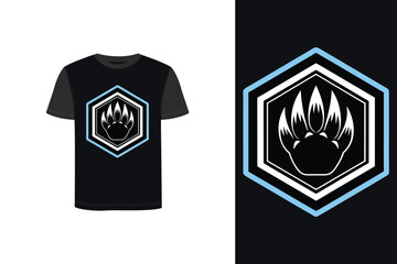 Fototapeta premium Tshirt mockup t-shirt with blue hexagon bear claw graphic print