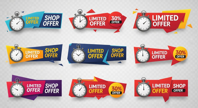 Urgent limited time offer banners with timers create excitement and drive sales with compelling shop now calls to action