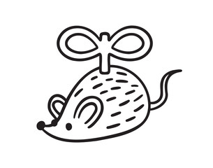  clockwork mouse toy mouse icon doodle hand drawn. Outline line drawing clipart symbol