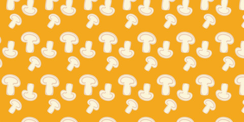 Champignons, mushrooms seamless vegan pattern. Great for organic food projects, printing, menus, and brand identity
