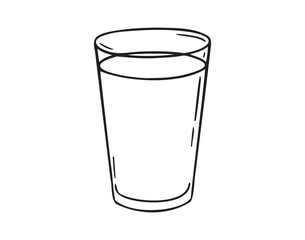 glass of water doodle hand drawn icon. Outline drawing glass of water line clipart symbol