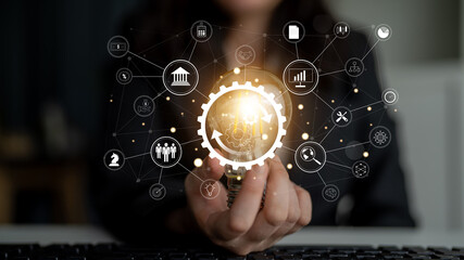Fototapeta premium A business process automation and operations management system. A concept for integrating and automating core business functions for efficiency. Motif