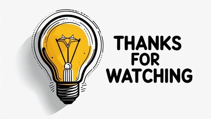 Illustration of a yellow light bulb with text "THANKS FOR WATCHING" on a white background