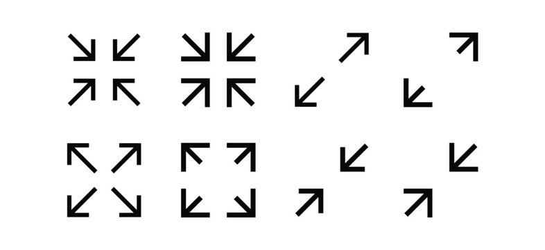 Fullscreen vector Icon with Arrows. Expand Maximize and minimize signs for Screen