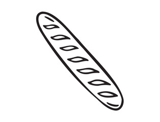 French baguette hand drawn outline doodle icon. Bread loaf vector isolated sketch illustration