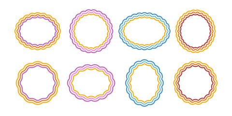 A bundle of wavy retro border frames with vibrant color combinations. Perfect for posters, scrapbooks, album covers, and trendy Y2K inspired designs.