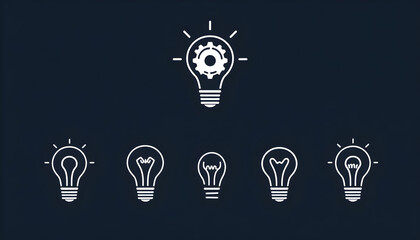 Creative Light Bulb Icons Set , Idea Innovation and Inspiration Concept. Generative AI