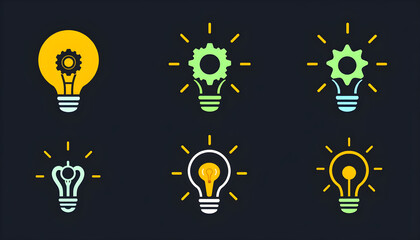 Creative Light Bulb Icons Set , Idea Innovation and Inspiration Concept. Generative AI