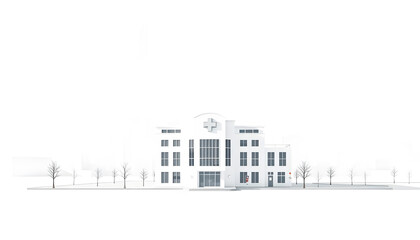 Modern Hospital Building with Medical Cross Icon, Healthcare and Medical Service Concept. Generative AI