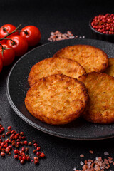Potato hash browns, a cooked vegetable breakfast food. Potato hash brown