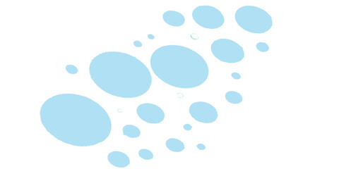 Abstract vector illustration of a pattern of transparent water drops and bubbles on a blue liquid background