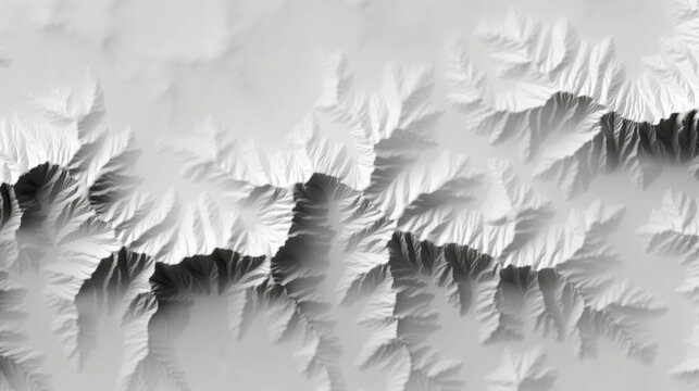 Abstract black and white height map of a digital mountain range, 3D topographic terrain background