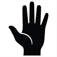 Black silhouette of an open hand with fingers spread

