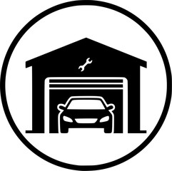 car garage glyph flat vector icon