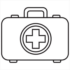 Simple outline drawing of a medical first aid kit

