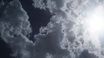 Blue sky. Beautiful Cumulus clouds flying across the sky, Beautiful natural clouds move quickly across the sky, deep blue sky - Powered by Adobe
