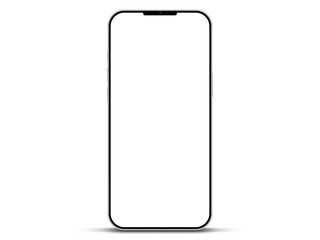 Realistic smartphone mockup. Mobile phone vector with isolated on white background. Device front view. 3D mobile phone with shadow. Realistic, high quality smart phone mockup for ui ux presentation.