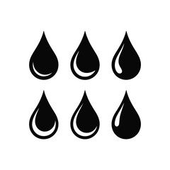 Six black water droplets silhouette