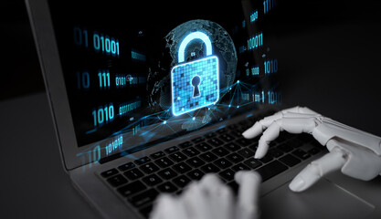 AI artificial intelligence strengthens cybersecurity with intelligent threat detection, virtual...