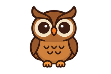 Fototapeta premium Cute brown owl cartoon vector illustration