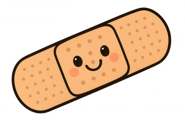 Cute smiling bandage character providing comforting healing support for medical care and first aid, ideal for children's health