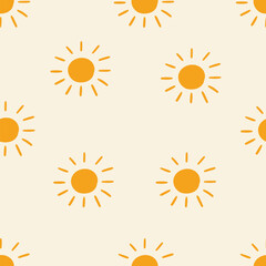 Seamless pattern with bright suns on a light background