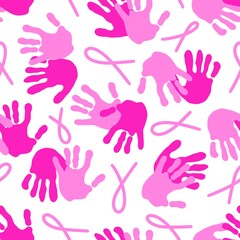 Breast cancer month seamless pink ribbon day mammogram pattern for medical accessories and medicine textiles