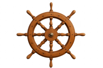 Wooden ship's wheel, helm for sea navigation