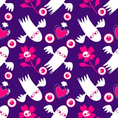 Halloween ghost seamless cute cartoon pattern for wrapping paper and fabrics and kids clothes print and packaging