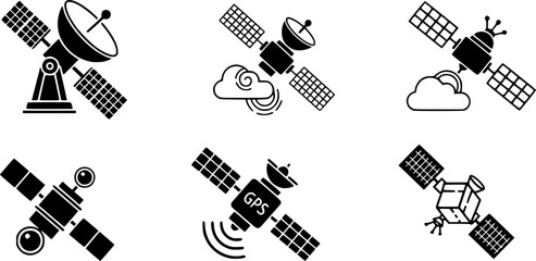 Set of satellite vector icon