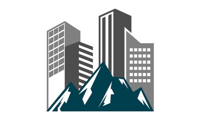urban mountain cityscape logo vector illustration