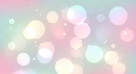 Soft pastel bokeh background with sparkling light circles and glowing particles, abstract festive and dreamy backdrop.