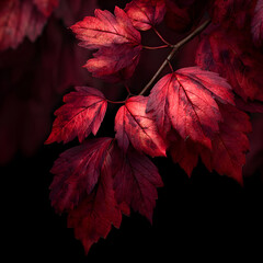 Mesmerizing Symphony of Naure: Explore the Alluring eauty of Deep Red Autumn Laves in Full Bloom, Paintig the Landscape with Vibrat Hues of Crimson and Scaret