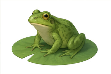 Obraz premium Green frog sitting on lily pad illustration