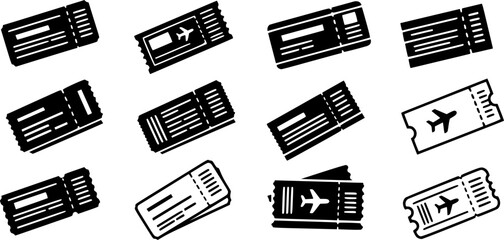Set of air ticket vector icon