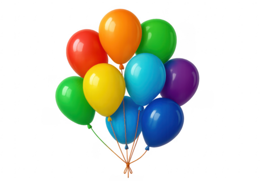 Colorful balloons bunch flying for celebration party on transparent background