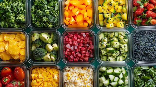 fresh vegetables in a glass taperware