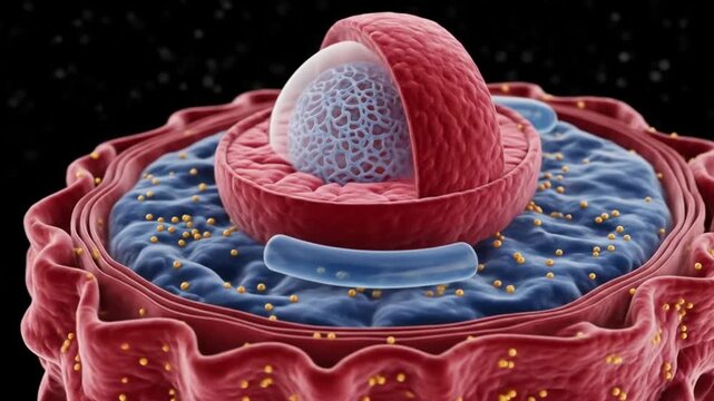 Cellular Nucleus Structure Detailed 3D Illustration
