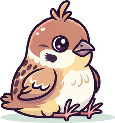 Charming cartoon sparrow with big eyes, perfect for playful designs and children's themes