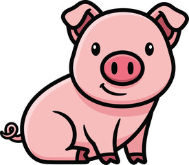 Adorable cartoon piglet with charming smile, perfect for children's stories and fun designs