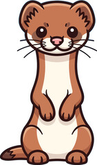 Adorable cartoon weasel character standing upright, perfect for children's books and playful designs