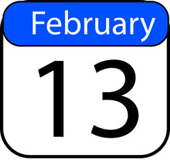 Plan for February 13th with this vibrant calendar icon, perfect for schedules, reminders, and event planning in modern designs