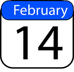 Fototapeta premium Celebrate a loving Valentine's Day on February 14th with this clean, modern calendar design announcing the special day for romance and connection