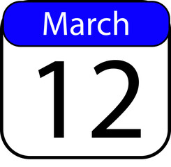 Mark your calendars for March 12th with this icon, perfect for reminders, events, and social media campaigns that need a specific date highlight!