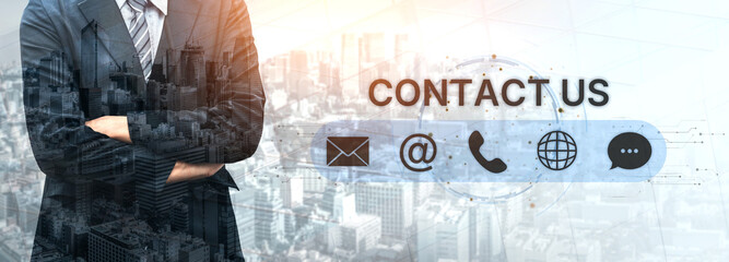 UI concept for contact us section showing icons for email, web, phone, and message. Contact and support icons help streamline business communication and improve customer contact experience. Spline