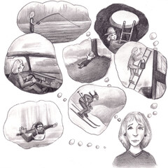 Woman Thinking of Her Living Various Ways Activities Lifestyle Sports