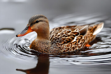 Tranquil Moment: A Duck Swmming Quietly in the Seren Waters of a Peaceful Natual Habitat, Capturing the eauty and Calmness of Natue's Gentle Creatures in Hamony