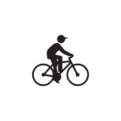Vector art of silhouette of a person riding a bicycle, represents cycling, fitness, and recreation in a minimalist style sport and exercise