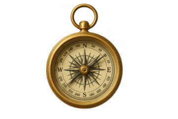 Vintage brass compass representing navigation, direction, exploration